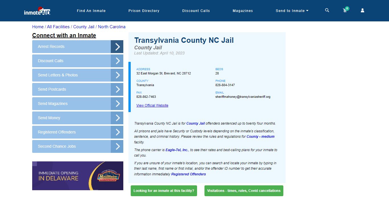 Transylvania County NC Jail - Inmate Locator - Brevard, NC